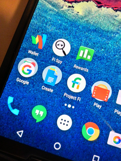 Google Hangouts App its that green icon app with the 2 white marks in it on photo at bottom