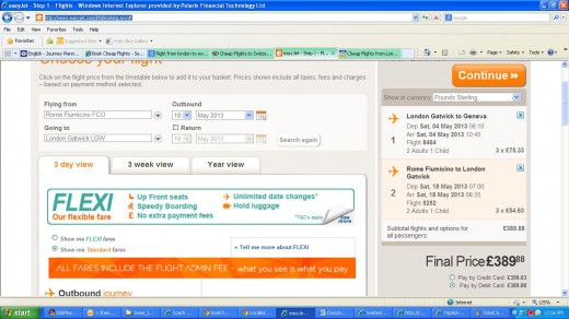 Our Easyjet Booking