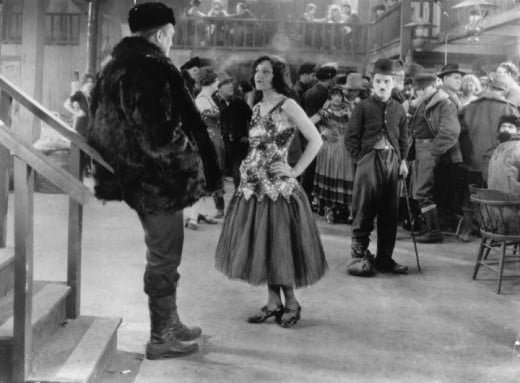 The feisty Hale (centre) provides the film's romantic interest opposite Chaplin (right)
