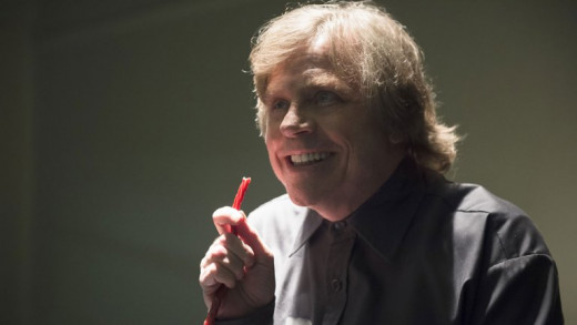 A shot of Mark Hamill, playing the character Trickster on CW's Flash