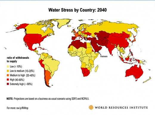 Water Stress by Country in 2040