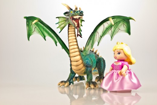 A prince saves the dragon from the princess. 