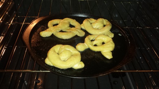 Place the pretzels in the oven for 13-15 minutes or until deep and golden brown.
