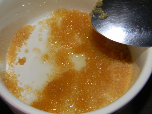 add your olive, coconut, or almond oil to the sugar