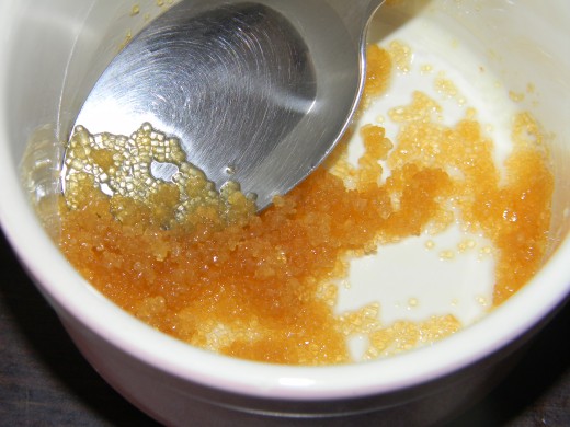 mix the ingredients in the bowl with a spoon or a whisk