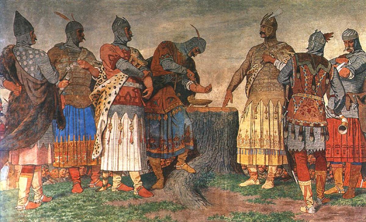 Painting from circa 1897 depicting the early tribesmen banding together to make early Hungary. 