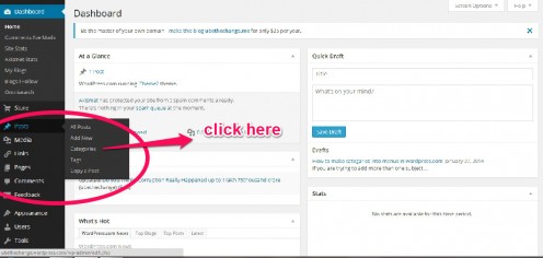 WordPress dashboard