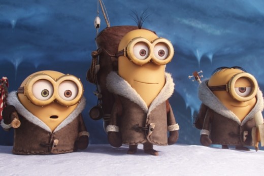 Bob (left), Kevin (centre) and Stuart (right) head off for adventure in "Minions"