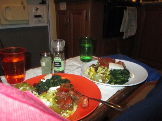 The Captain had a pretty deluxe answer for "what do we have on hand for dinner?".