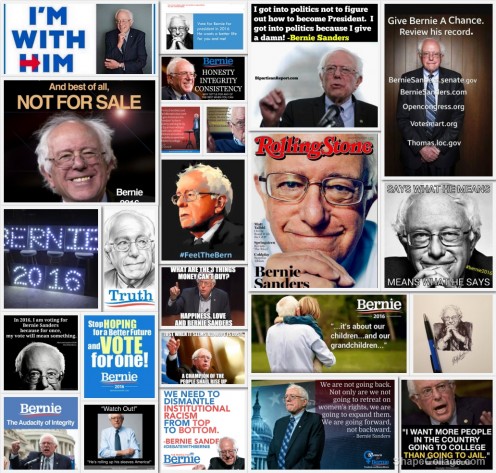 I used Shape Collage to create this using Facebook memes for Bernie Sanders. You can create shapes like hearts and other designs. 
