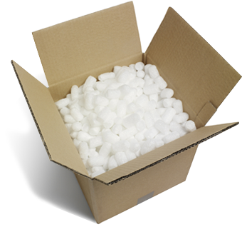 Packing box with peanuts.