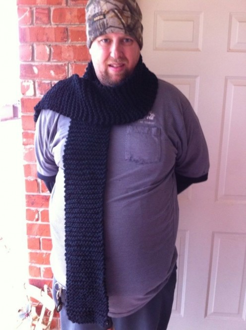 This is the plain garter stitch scarf that I made for my husband when he was my boyfriend on Valentine’s Day! He still loves it even today!