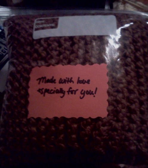 Here is an idea on how you could package a homemade scarf to keep it fresh and to make it special!