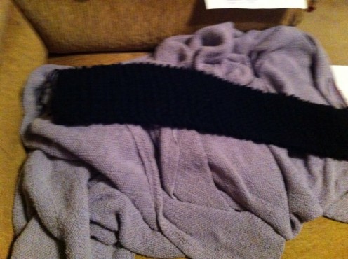 Bryan's scarf was extra thick and warm, because I used two strands of the same color of black as I knitted it through.