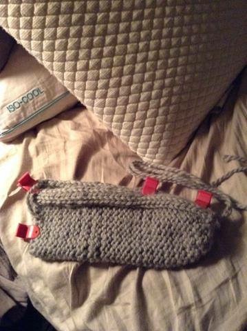 I used clips to hold the slippers together until I properly sewed them up!