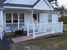 Ramps should have no more than an 8% grade and should feature handrails on either side.