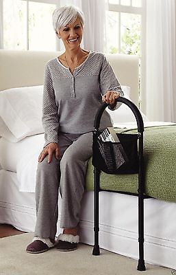 The addition of a bedside grab bar can make getting in and out of bed easier. 