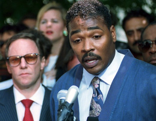 Rodney King speaks to the press after the Infamous Los Angeles Rioting