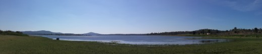 Kabini Reservoir - As seen from the Bison Wilderness Resort.  The fringes of both Nagarhole (right side) and Bandipur (left side) can be seen on the opposite banks.