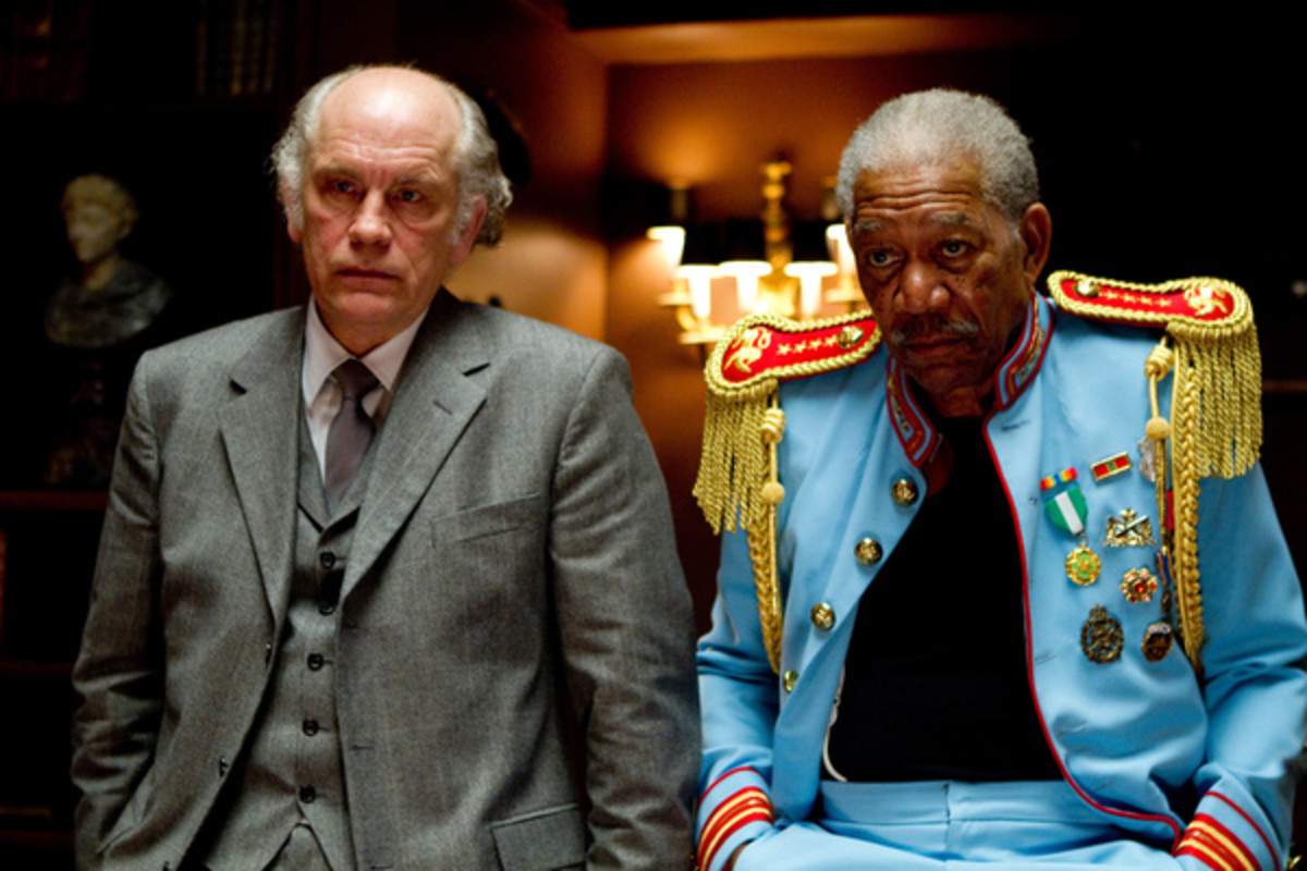Malkovich (left) is on scene-stealing form opposite the likes of Freeman (right)