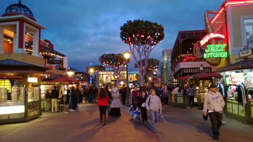 Guests walking around the Downtown Disney District.