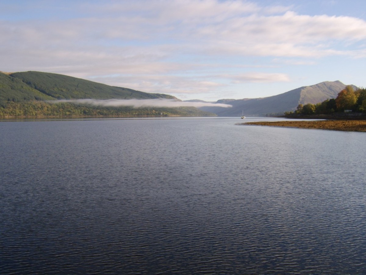 An early summer's morning view up Loch Fyne from the stone jetty at St Catherines
