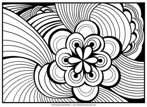 A fairly simple adult coloring design....floral