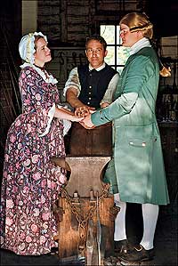 Actors show how a young couple were introduced in the early 1800's.