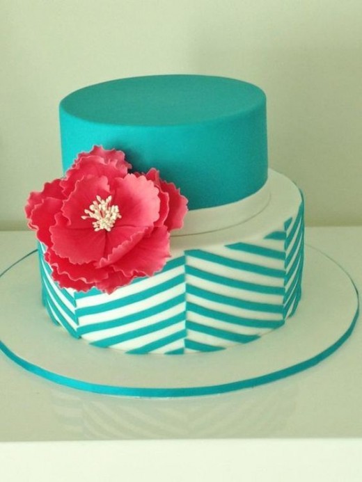 Blue and Flower Cake