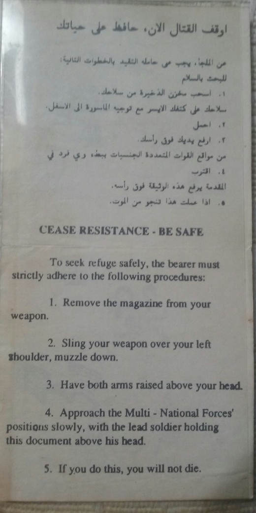 CEASE RESISTANCE -- BE SAFE  ............ Do this and you will not die