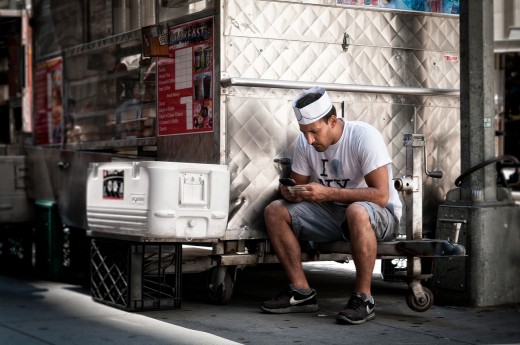 A mechanic waiting for customers. 
