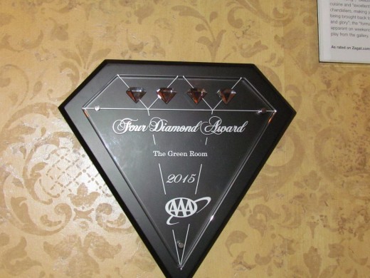 Another major award won by the Hotel du Pont that is posted outside of the restaurant.