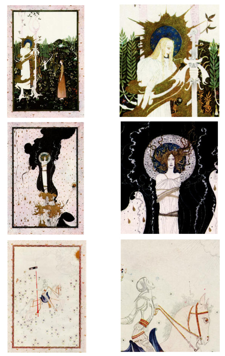 Here we show the three designs by Kay Nielsen (including details) from a suite known as 