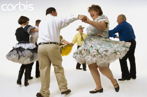 Seniors enjoy square dancing.
