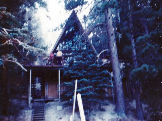 The back porch overlooking the drop off. 