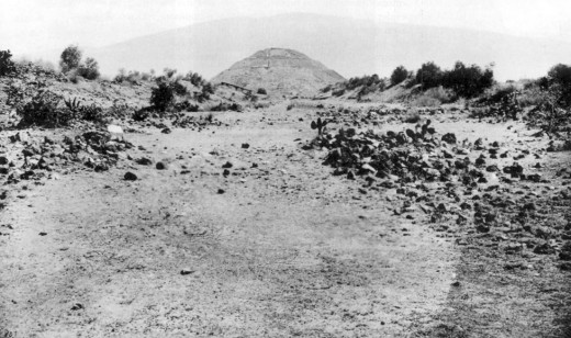 Teotihuacan before it was restored. It looked like a natural hill. The site had to be unearthed like most other Mesoamerican sites, before it was opened to the public.