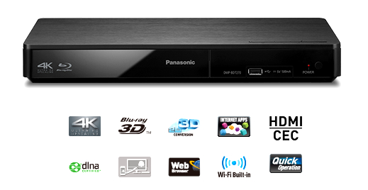 Here we show the Panasonic DMP-BDT270, a Blu-Ray Player with Wi-Fit Streaming and 4K Scaling capabilities.