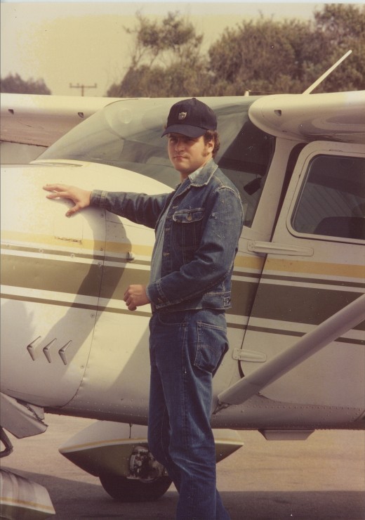 Checking oil levels, Oceano (CA) Airport 1975