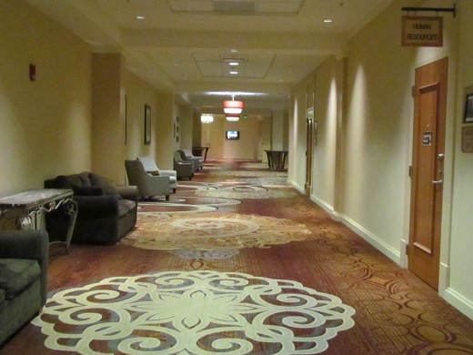 The hallway graced with other photos next to the lobby of Sheraton Hotel in Niagara, New York.