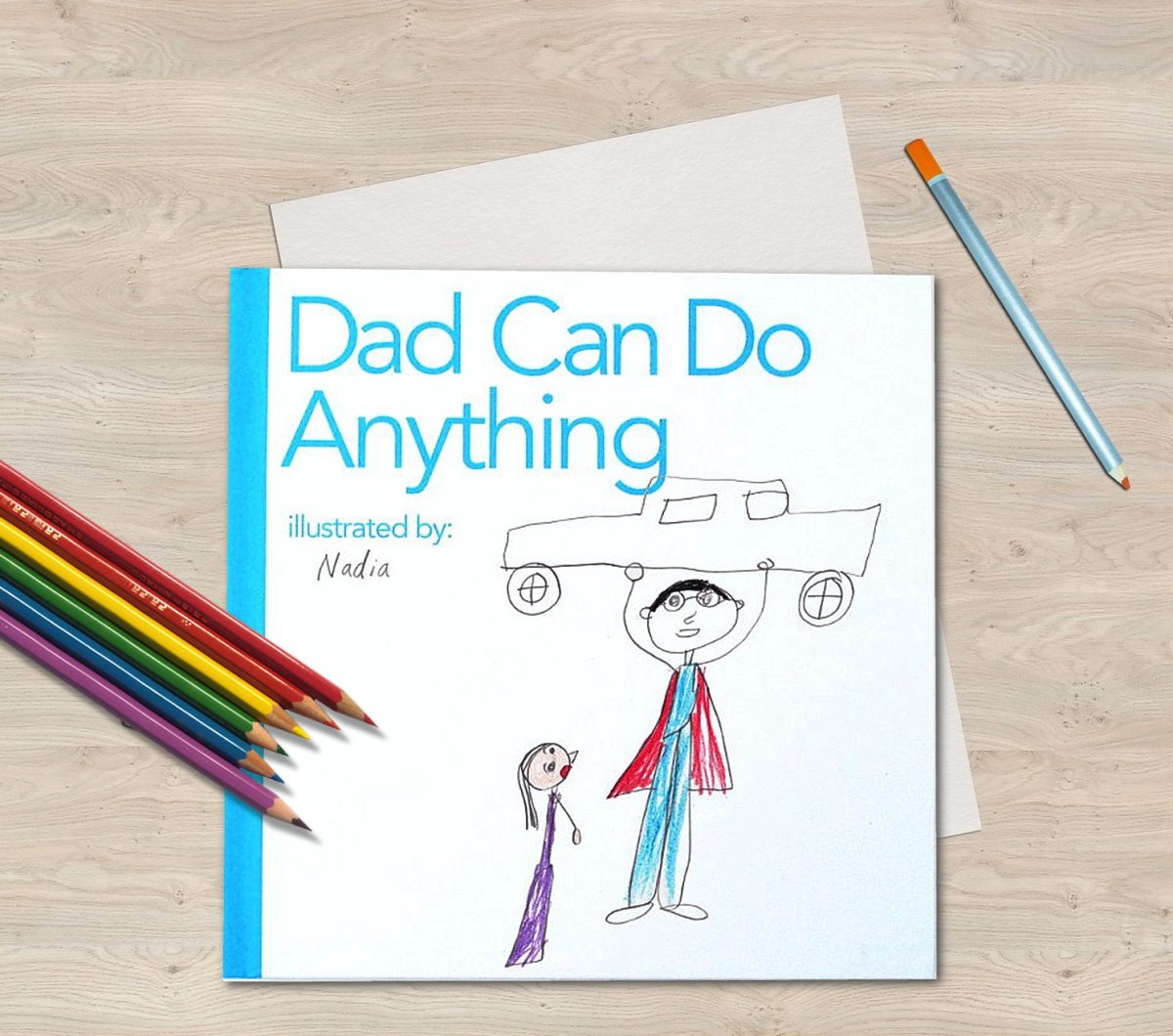 Kids can illustrate this clever book about a hero dad from cover to cover and give it as a Father’s Day gift.