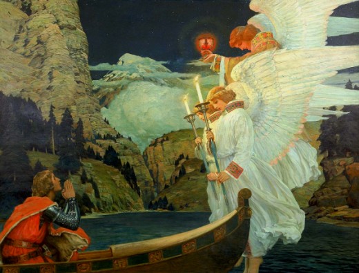 "The Knight of the Holy Grail" - Frederick Judd Waugh (1861-1940)
