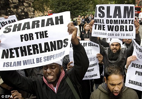 Muslims demonstrating for Sharia law in the UK.