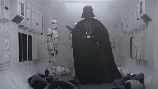 Darth Vader's arrival on Tantive IV. The sort of appearance befitting a Sith Lord and alpha enforcer of the Galactic Empire