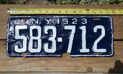 1923 New York license plate