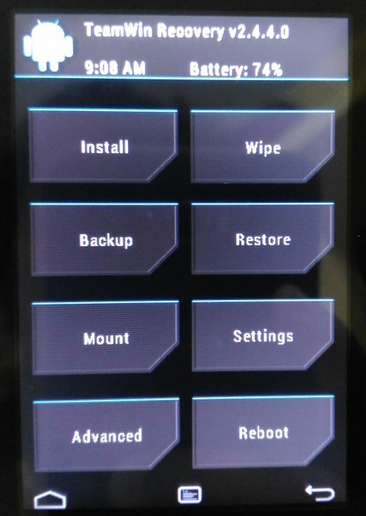 TWRP menu