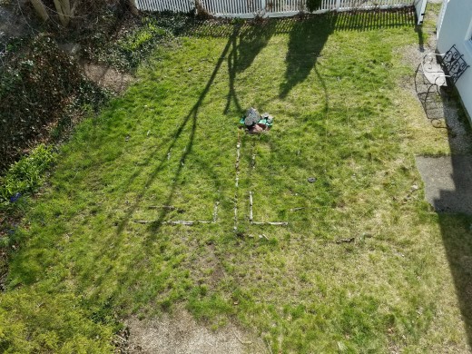 A bird's eye view of the 7-circult labyrinth I created in our  UU church's courtyard.