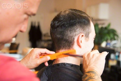 Man getting a traditional haircut