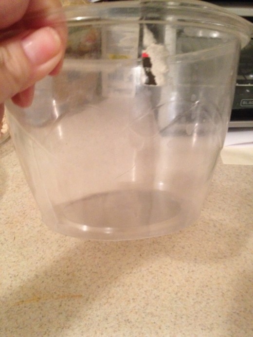 These Bowls are sold with pre=cut fruit salad.  I save them and use them as Tupperware.  They hold 2 gallons each.
