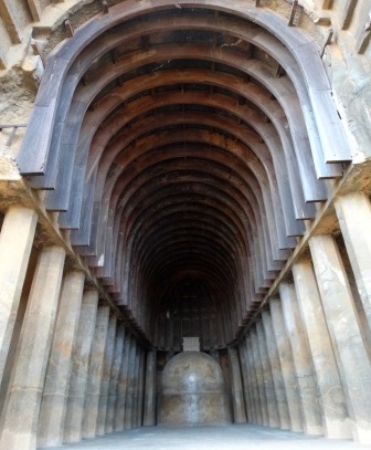 The Chaityagriha, Bhaja : please note the plain pillars