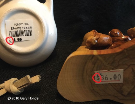 The Same Holy Land Souvenirs with Price Stickers Revealed (Note the US dollar signs)